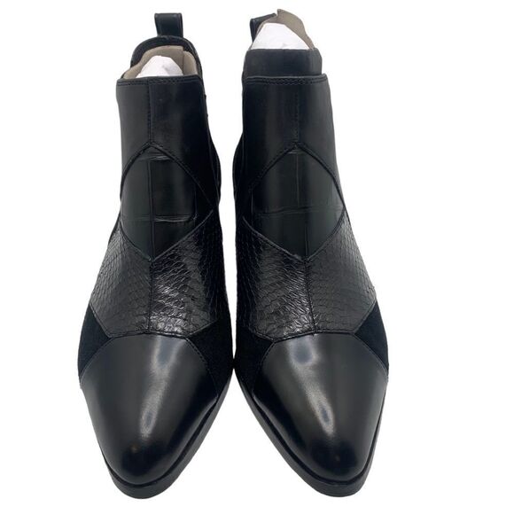 Coach Suffolk Patchwork Black Leather Chelsea Croc Snakeskin Booties  8.5M New - Picture 4 of 11